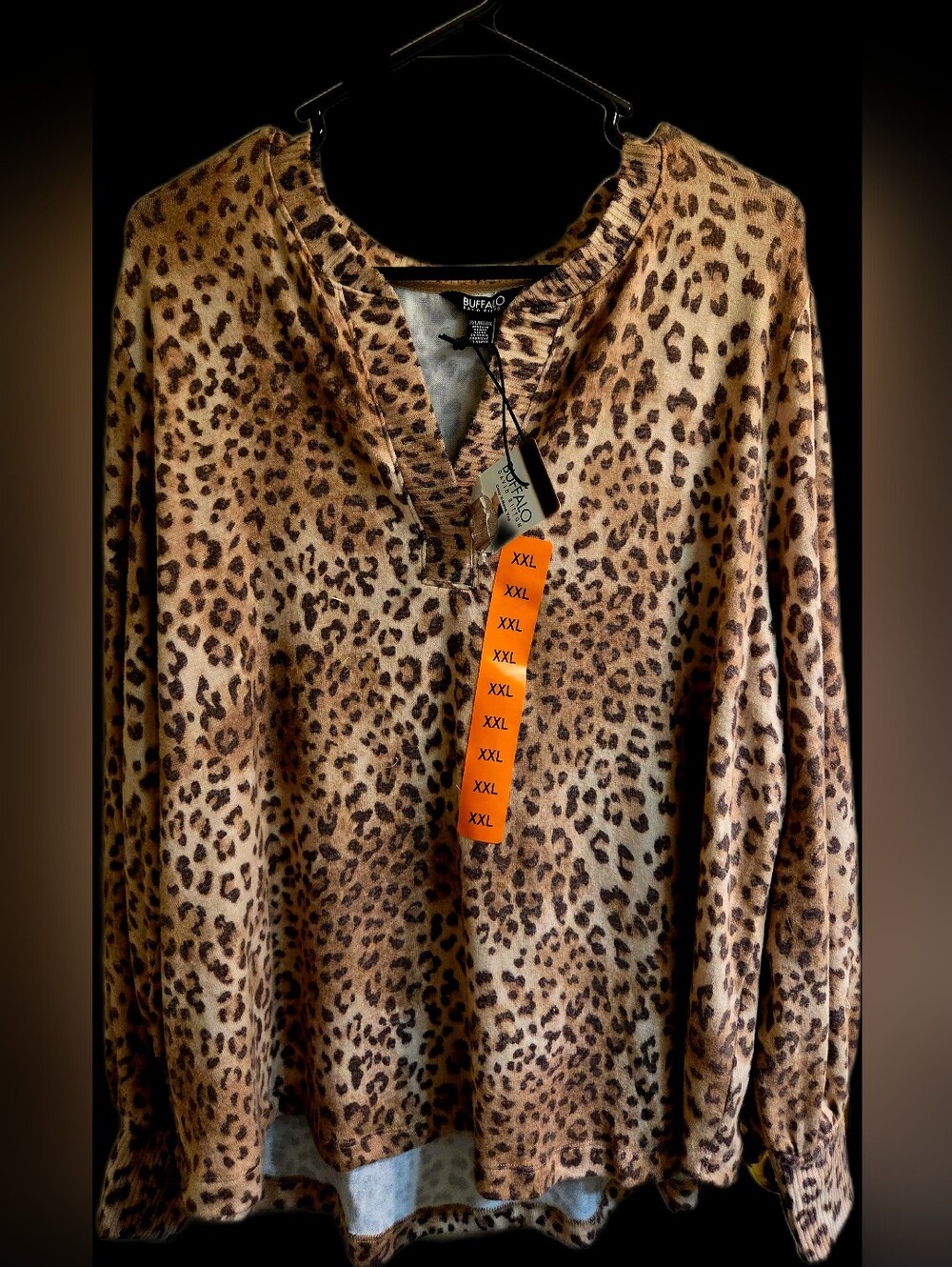 Buffalo David Bitton Leopard-Print V-Neck Pullover - Brown & Black
